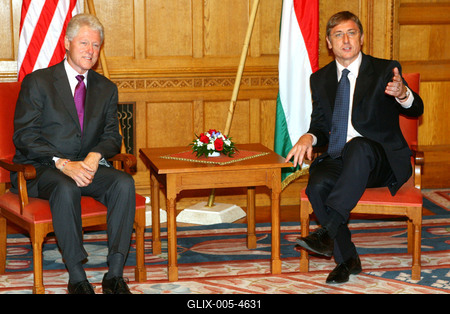 Bill Clinton Budapesten-stock-foto