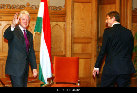 Bill Clinton Budapesten-stock-foto