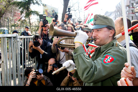 Ünnepi megemlékezés a Nemzeti Múzeumnál-stock-foto