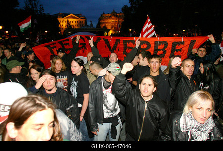 Molotovval ünnepelt a Magyar Önvédelmi Mozgalom-stock-foto