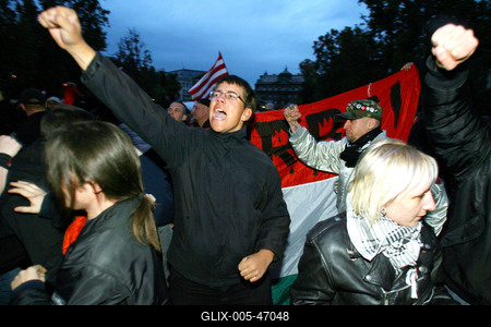 Molotovval ünnepelt a Magyar Önvédelmi Mozgalom-stock-foto