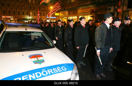 Magyar Gárda demonstrációja-stock-foto