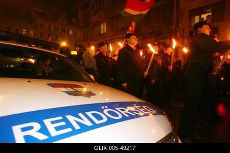 Magyar Gárda demonstrációja-stock-foto