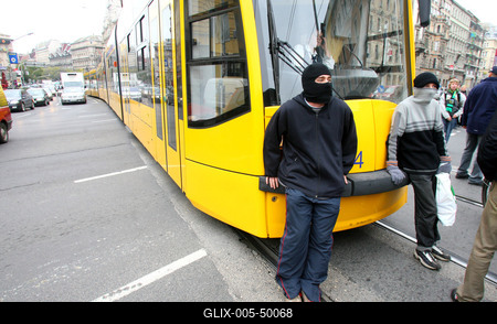 Hídblokád és tüntetés a belvárosban-stock-foto