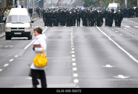 Hídblokád és tüntetés a belvárosban-stock-foto