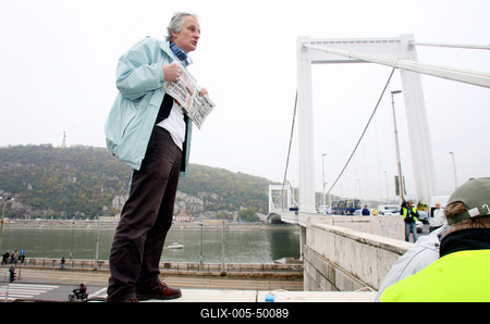 Hídblokád és tüntetés a belvárosban-stock-foto