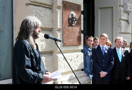 Faludy György emléktábla-stock-foto