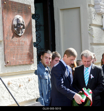 Faludy György emléktábla-stock-foto