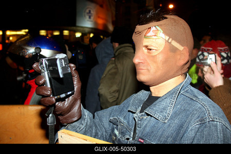 Illegális demonstráció Budapesten-stock-foto