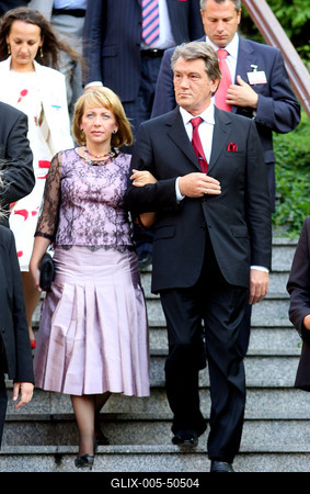 Viktor Juscsenko Budapesten-stock-foto