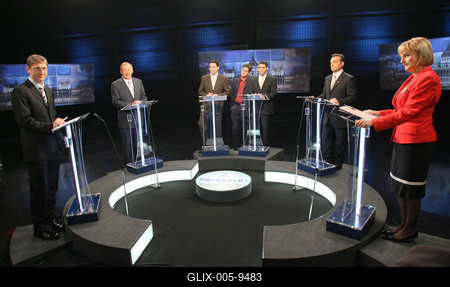 Miniszterelnök-jelöltek TV vitája-stock-foto