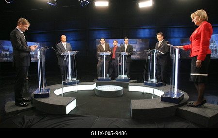 Miniszterelnök-jelöltek TV vitája-stock-foto