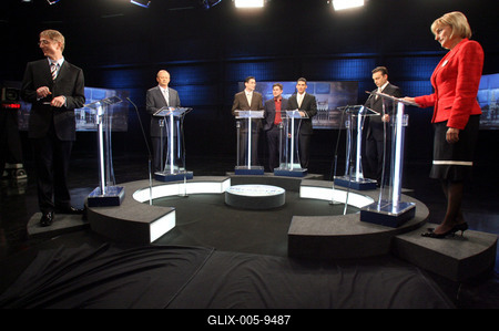 Miniszterelnök-jelöltek TV vitája-stock-foto