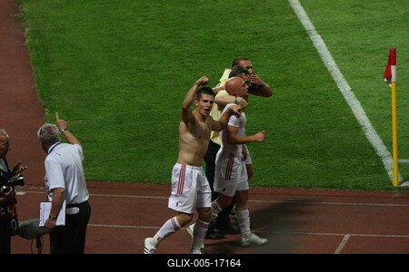 Debreceni VSC-TEVA - PFC Levski Sofia futballmeccs-stock-foto