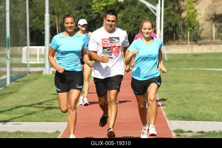 Készülés a Nike Budapest Félmaratonra-stock-foto