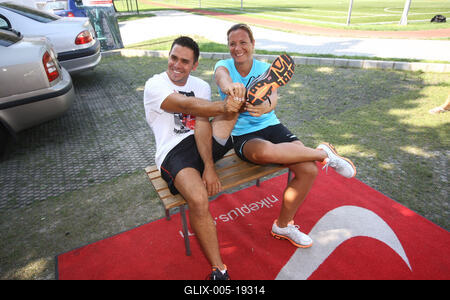 Készülés a Nike Budapest Félmaratonra-stock-foto