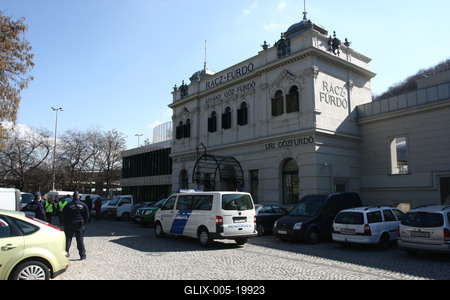 Építkezés a Rácz Fürdőnél-stock-foto