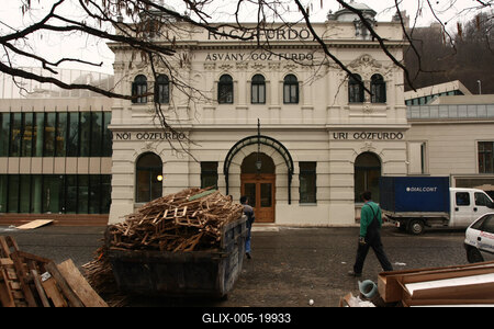 Építkezés a Rácz Fürdőnél-stock-foto