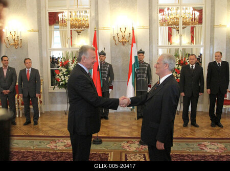 Sólyom László és Schmitt Pál találkozója-stock-foto