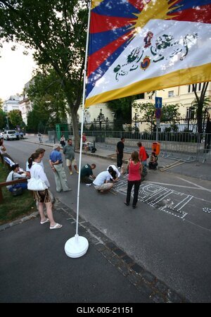 Tüntetés a Kínai Népköztársaság Nagykövetsége előtt-stock-foto