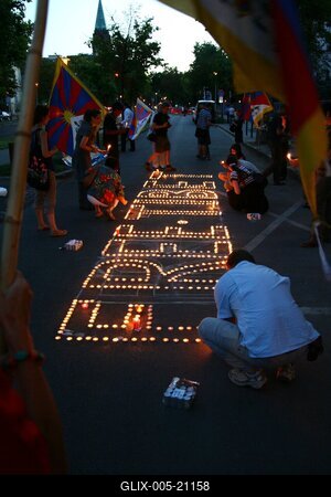 Tüntetés a Kínai Népköztársaság Nagykövetsége előtt-stock-foto