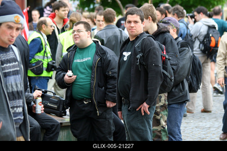 Tüntetés és ellentüntetés az Újlipótvárosban-stock-foto