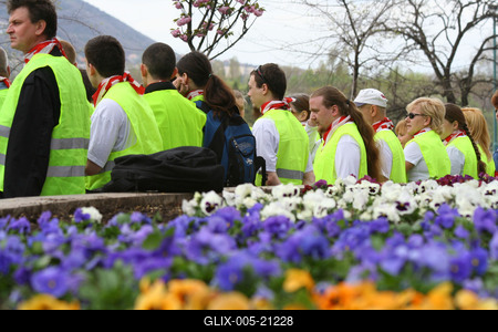 Tüntetés és ellentüntetés az Újlipótvárosban-stock-foto