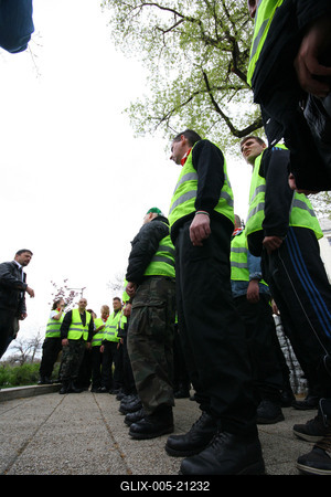 Tüntetés és ellentüntetés az Újlipótvárosban-stock-foto