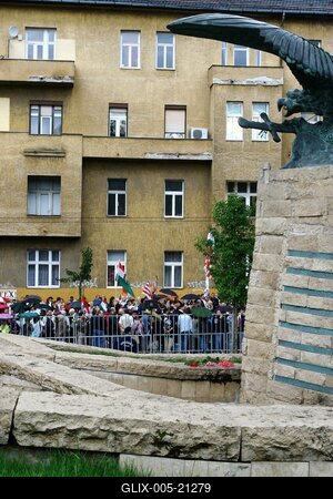 Erődemonstráció egy turulért-stock-foto