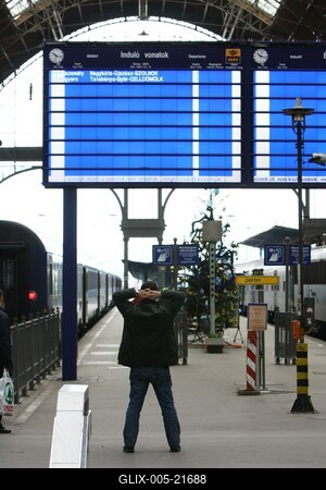 Vasutassztrájk Budapesten-stock-foto