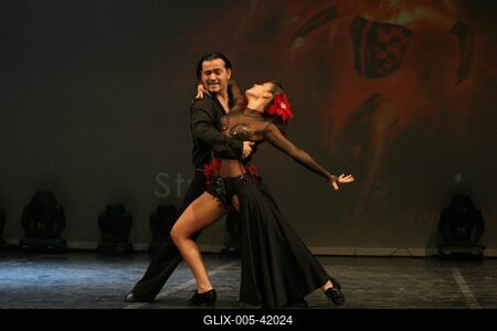 Budapest, 2008.01.21.
A Studio Vida támogatásával színpadra állt Magyarország legnagyobb salsa táncos produkciója a "Fuego de la SALSA - A SALSA tüze" 

A képen: Dudás Tibor és Südi Iringó-stock-foto