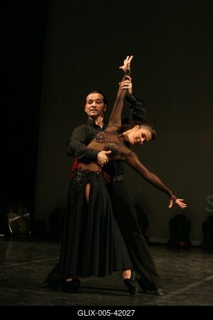Budapest, 2008.01.21.
A Studio Vida támogatásával színpadra állt Magyarország legnagyobb salsa táncos produkciója a "Fuego de la SALSA - A SALSA tüze" 

A képen: Dudás Tibor és Südi Iringó-stock-foto
