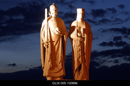 Veszprém, Szent István és Gizella szobra-stock-foto