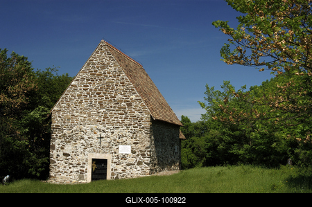 Tihany, Apáti templomrom-stock-foto