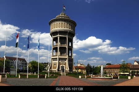 Az "Öreg Hölgy" nevet viselő víztorony Szegeden-stock-foto