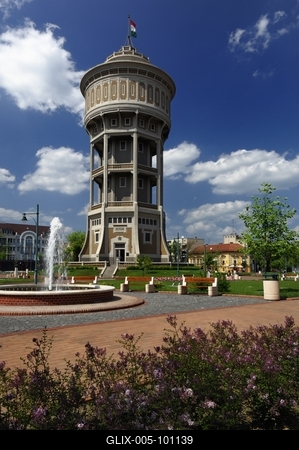 Az "Öreg Hölgy" nevet viselő víztorony Szegeden-stock-foto