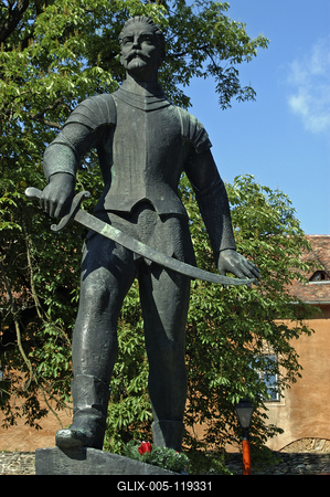 Kőszeg, Jurisics Miklós szobra-stock-foto