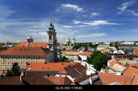 Eger látképe a várból-stock-foto