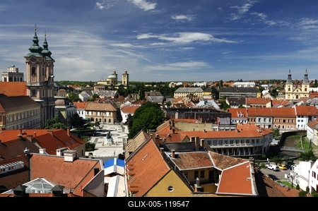 Eger látképe a várból-stock-foto