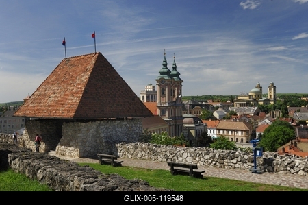 Eger látképe a várból-stock-foto