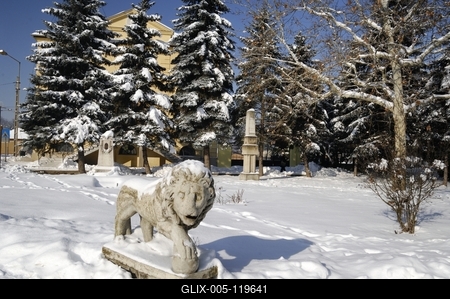 Kőoroszlán szobor, Pétervására-stock-foto