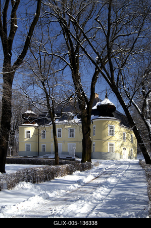 Bátonyterenye, a Gyürky–Solymossy-kastély télen-stock-foto