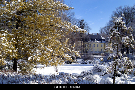 Bátonyterenye, a Gyürky–Solymossy-kastély télen-stock-foto