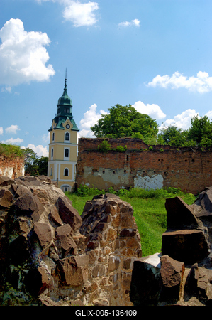 Szécsény vára és a városfal-stock-foto