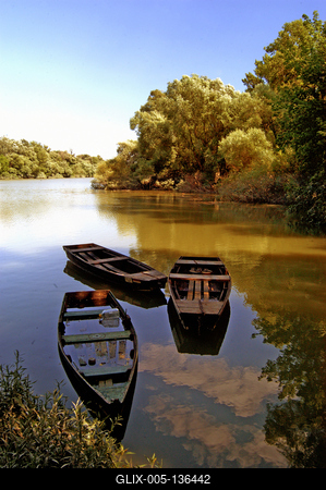 Tát, holtág a Dunán-stock-foto