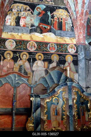 Ráckeve, a Szerb templom freskói-stock-foto