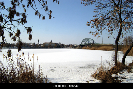 Ráckeve téli látképe a Dunával-stock-foto