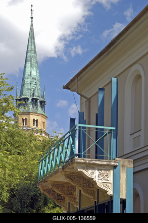 Cegléd, Kossuth-erkély-stock-foto