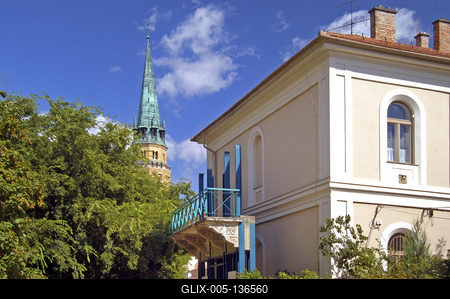 Cegléd, Kossuth-erkély-stock-foto