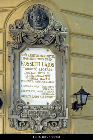 Cegléd, Kossuth emléktábla-stock-foto